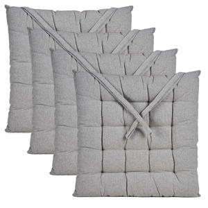 Stoelkussen Decorama - 4x - binnen/buiten - lichtgrijs - 40 x 40 x 5cm - polyester