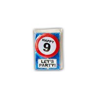 Happy Birthday kaart met button 9 jaar   -