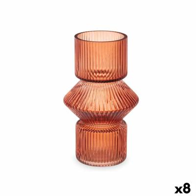Vaas Strepen Oranje Kristal 9,5 x 16,5 x 9,5 cm (8 Stuks)