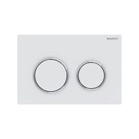 Geberit Drukplaat Omega 20 voor 2-toets Spoeling Glansverchroomde Ringen Mat Wit Geberit Drukplaat Omega 20 voor 2-toets Spoeling Glansverchroomde Ringen Mat Wit