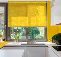Silhouet bloemmotief geel rolgordijn keuken Silhouet bloemmotief geel rolgordijn keuken