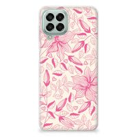 Samsung Galaxy M33 TPU Case Pink Flowers - thumbnail