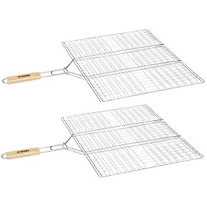 BBQ/barbecue hamburger grill klem met houten handvat 40 x 50 cm