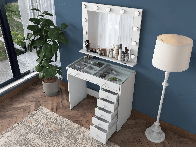 Make-up tafel JESSIE DELUXE 7 lades wit