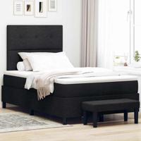 Boxspringbed met matras en bank stof zwart 120x200 cm