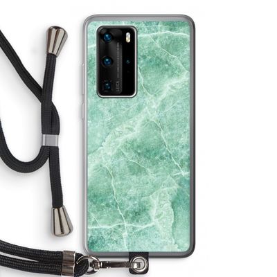 Groen marmer: Huawei P40 Pro Transparant Hoesje met koord