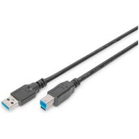 Digitus 1.8m, USB2.0-A/USB2.0-B 1.8m USB A USB B Zwart - [DB-300115-018-S]