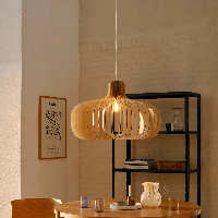 Hanglamp hout groot &apos;Hazo&apos; rond design e27 65cm
