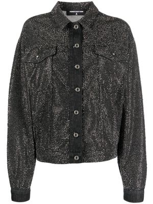 Patrizia Pepe veste en jean à ornements en cristal - Noir