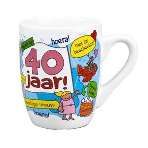 Cartoon mok/beker 40 jaar vrouw verjaardag 300 ml   -