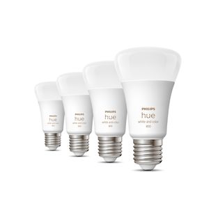Philips Lighting Hue LED-lamp (4 stuks) 871951432840200 Energielabel: F (A - G) Hue White & Col. Amb. E27 Viererpack 4x570lm 60W E27 9 W Warmwit tot koudwit