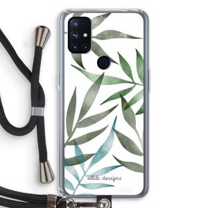 Tropical watercolor leaves: OnePlus Nord N10 5G Transparant Hoesje met koord