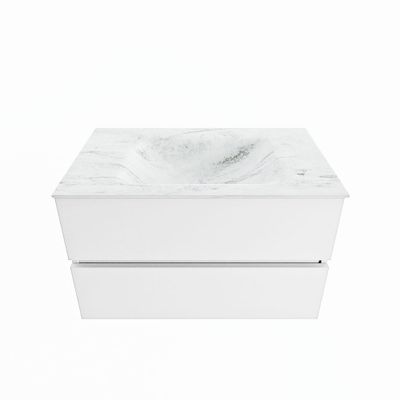 MONDIAZ VICA-DLUX 80cm badmeubel onderkast Talc 2 lades. Inbouw wastafel CLOUD midden 1 kraangat, kleur Opalo.