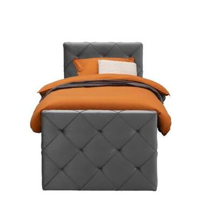 Boxspring met opbergruimte en voetbord Liv geruit - grijs - 90x200cm - Leen Bakker