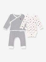 3-delige babyset PETIT BATEAU blauw, gestreept - thumbnail