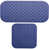 MSV Douche/bad anti-slip matten set badkamer - rubber - 2x stuks - donkerblauw - 2 formaten - thumbnail