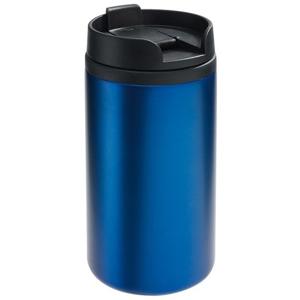 Thermosbeker/warmhoudbeker Koffie To Go - metallic blauw - 290 ml - dubbelwandig - met schroefdop