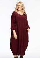 Yoek Dress Long Balloon | Dark Red | Maat 54/56