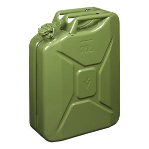 Metalen jerrycan 20 liter legergroen - geschikt voor brandstof - benzine / diesel