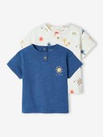 Set van 2 T-shirts 'zon' voor uw baby, met korte mouwen koningsblauw - thumbnail