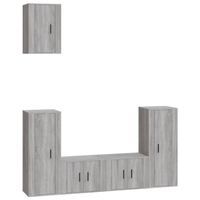 The Living Store Televisiekastenset - Grijs Sonoma Eiken - 2x 57x34.5x40cm - 2x 40x34.5x80cm - 1x 40x34.5x60cm