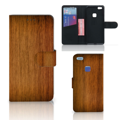Huawei P10 Lite | Book Style Case | Donker Hout