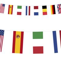 Funny Fashion Internationale - landen vlaggen - slinger/vlaggenlijn - 15 meter - papier   -
