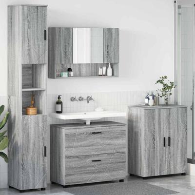 Badkamermeubelset met lade 4 pcs Grijs sonoma 30 x 35 x 192 cm