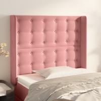 Hoofdbord met randen 93x16x118/128 cm fluweel roze