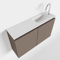 Toiletmeubel Mondiaz Ture | 80 cm | Meubelkleur Smoke | Eden wastafel Talc Rechts | 1 kraangat