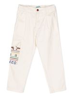 Kenzo Kids pantalon à logo brodé - Tons neutres - thumbnail