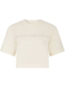 Rabanne t-shirt crop à logo brodé - Tons neutres