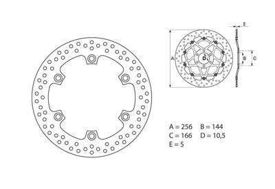 BREMBO Serie Oro remschijf, remschijven voor de moto, vast 68B407A6