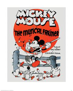 Kunstdruk Mickey Mouse The Musical Farmer 40x50cm