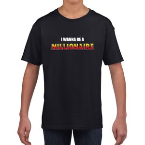 I wanna be a Millionaire fun tekst t-shirt zwart kids