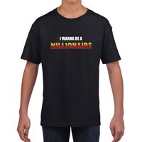 I wanna be a Millionaire fun tekst t-shirt zwart kids - thumbnail