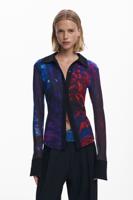 Blouse met knoopjes van chiffon - BLACK - M Blouse met knoopjes van chiffon - BLACK - M