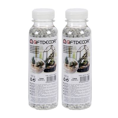 2x pakjes decoratie steentjes/kiezeltjes fijn lichtgrijs 500 gram