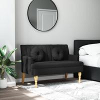 Bankje met kussens 113x64,5x75,5 cm stof zwart