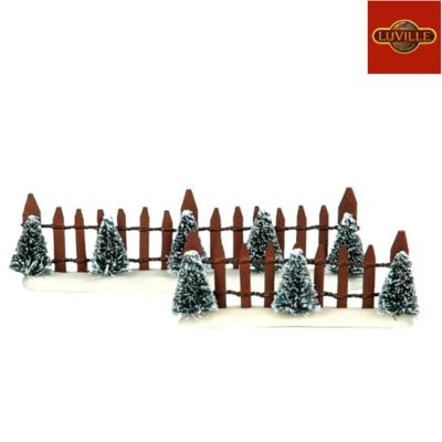 Houten hekjes met groene boom 15x4,5x16 cm - Luville