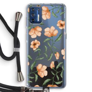 Peachy flowers: Motorola Moto G9 Plus Transparant Hoesje met koord