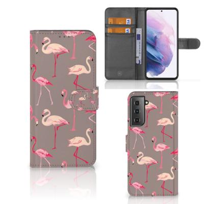 Samsung Galaxy S21 Plus | Telefoonhoesje | Met pasjeshouder | Flamingo