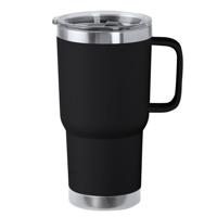 Warmhoudbeker/thermosbeker STACY - tumbler - grote koffiebeker - RVS - zwart - 590 ml