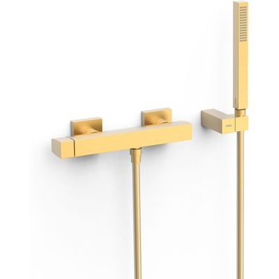 Douchekraan Tres Slim | Opbouw | Mengkraan | 1-weg | hoh 15 cm | 1-knop | Vierkant | 24k Goud mat