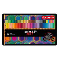 STABILO point 88, fineliner 0.4 mm, ARTY metalen etui met 66 stuks, 65 kleuren - thumbnail