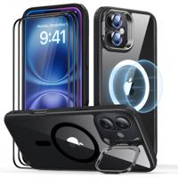 iPhone 16 Classic Hybrid with Stash Stand Protection Bundle Clear Black