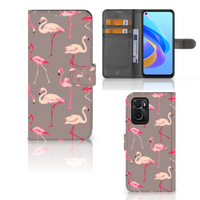 OPPO A76 | A96 Telefoonhoesje met Pasjes Flamingo - thumbnail