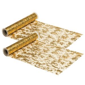 Tafelloper op rol - 2x - goud - 29 x 500 cm - polyester