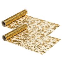 Tafelloper op rol - 2x - goud - 29 x 500 cm - polyester