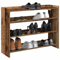 Schoenenrek 80x25x62 cm bewerkt hout oud houtkleurig